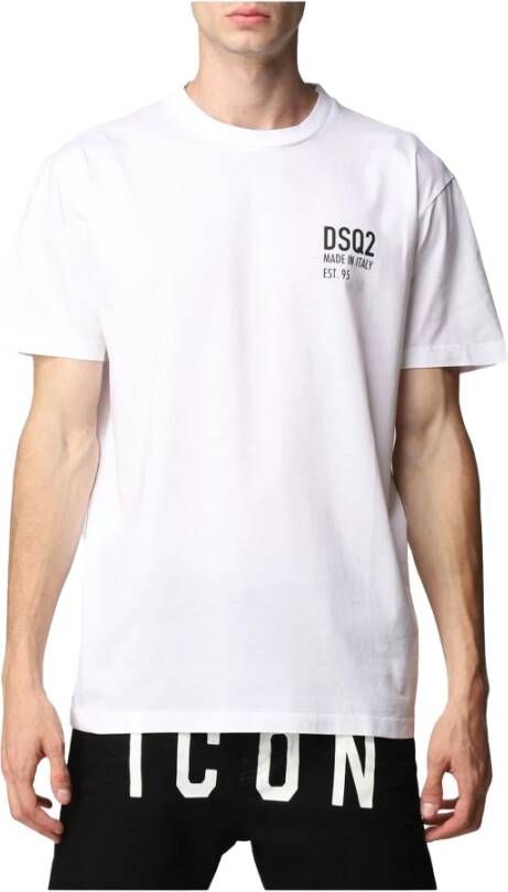 Dsquared2 Bedrukt Logo Katoenen T-Shirt Klassiek Wit Heren