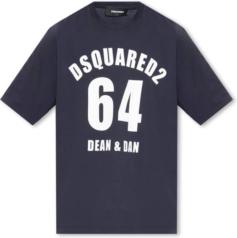 Dsquared2 Bedrukt Logo T-Shirt Blauw Heren