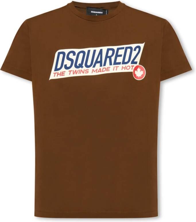 Dsquared2 Bedrukt T-shirt Bruin Heren