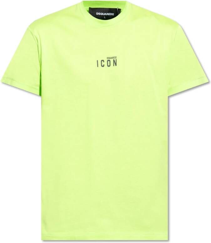 Dsquared2 Logo Print Limegroene Katoenen T-shirt Groen Heren