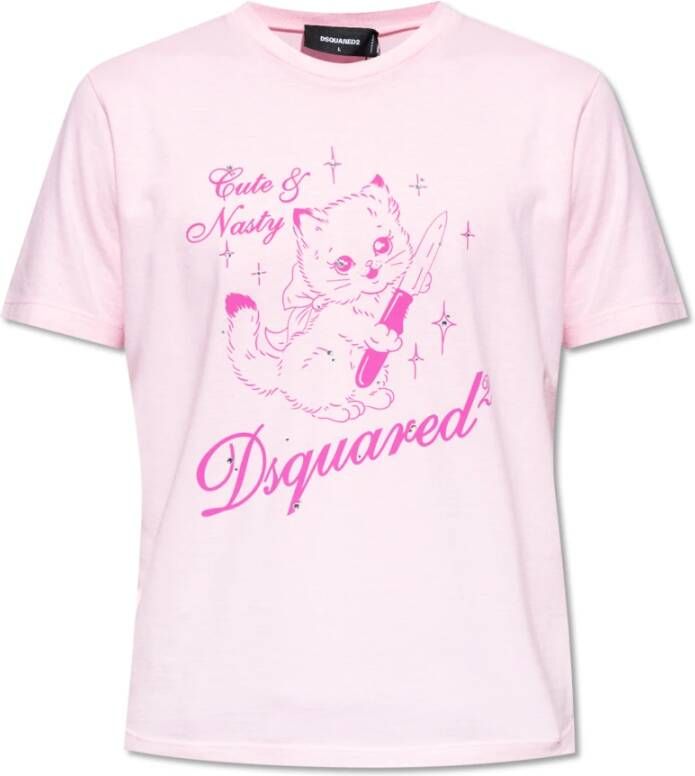 Dsquared2 Bedrukt T-shirt Roze Heren