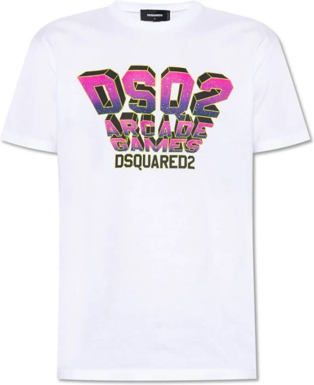 Dsquared2 Grafische Print Wit T-shirt White Heren