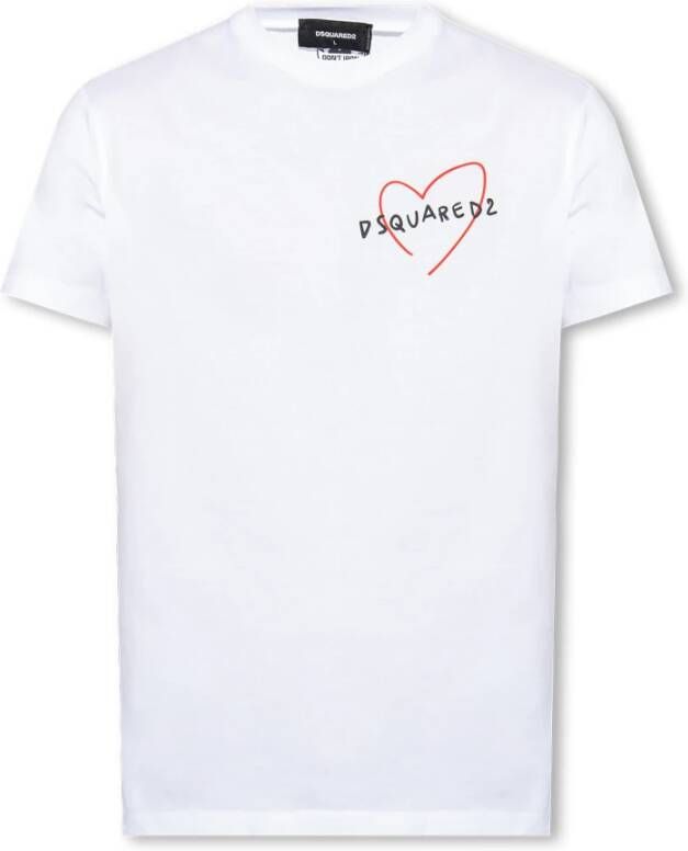 Dsquared2 Cool Fit T-Shirt met Branded Motif White Heren