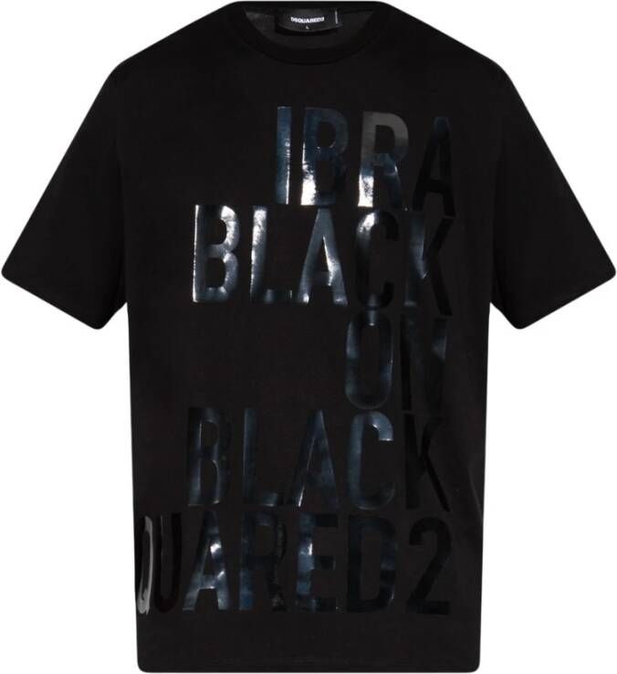 Dsquared2 Zwarte T-shirts en Polos met Glanzende Print Black Heren