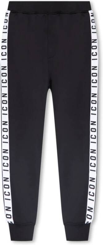 Dsquared2 Joggers met Icon Bands in glanzende Franse badstof Black