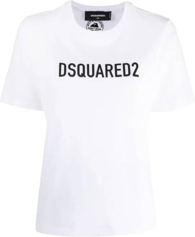 Dsquared2 Bedrukte Voorkant T-shirts en Polos Wit Dames