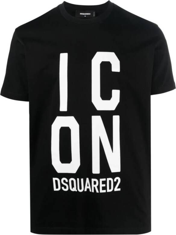 Dsquared2 Bedrukte Zwarte T-shirts en Polos Zwart Heren