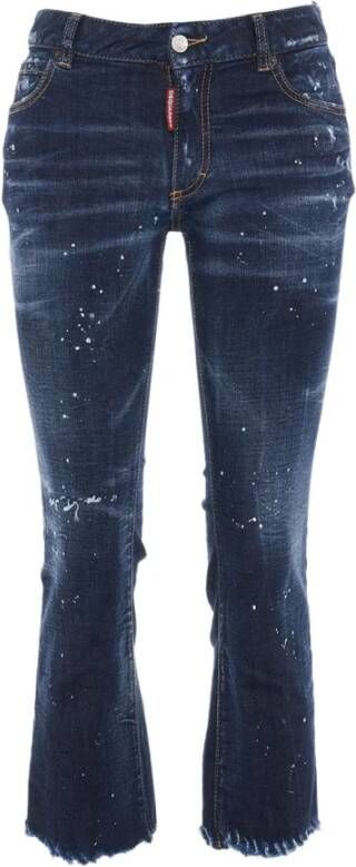 Dsquared2 Donkerblauwe Cropped Flared Jeans Blauw Dames