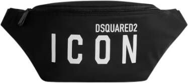 Dsquared2 Zwarte Bedrukte Tas met Verstelbare Band Black Heren