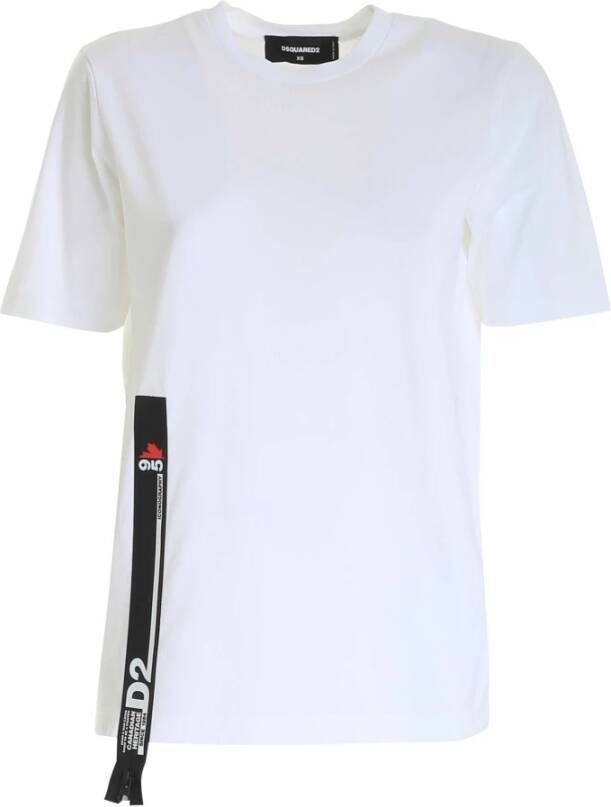 Dsquared2 Bianca Logo Rits T-Shirt voor Dames White Dames