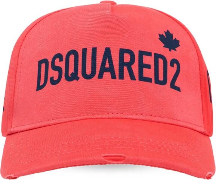Dsquared2 Biologisch Katoenen Baseballpet Marineblauwe Logo Print Pink Heren