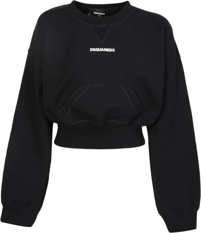 Dsquared2 Black Cropped sweatshirt by ; the garment was made by combining minimal and innovative features resulting in a unique and inimitable design Zwart Dames