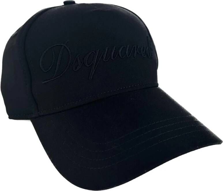Dsquared2 Zwarte Wol Visor Cap met Geborduurd Logo Black