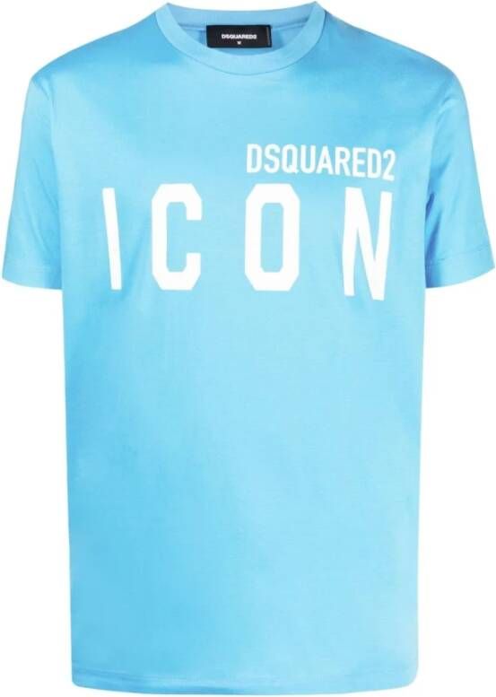 Dsquared2 Blauw Icon T-shirt met Bedrukt Logo Blauw Heren