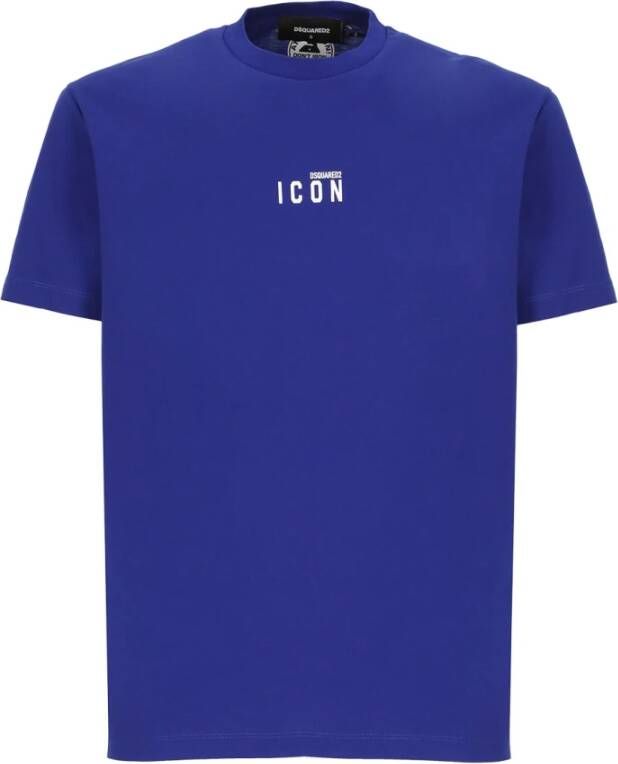 Dsquared2 Blauw Katoenen T-shirt met Icon Logo Blauw Heren