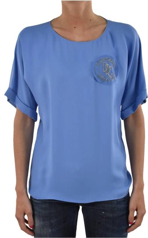 Dsquared2 Blauw Zijden Logo T-Shirt Mod.S75NC0347S41339083 Blauw Dames