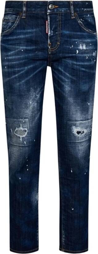 Dsquared2 Blauwe Aw23 Slim-Fit Vernielde Jeans Blauw Dames