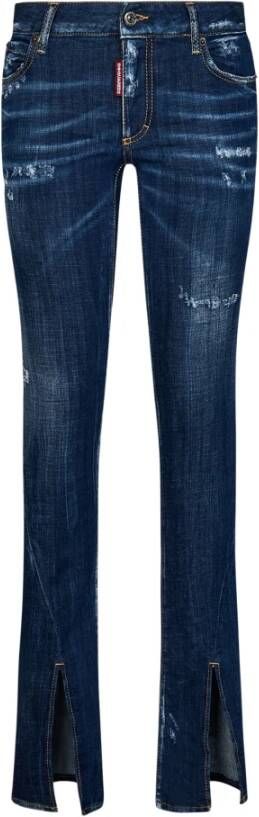 Dsquared2 Blauwe Bootcut Lage Taille Jeans Blauw Dames