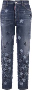 Dsquared2 Blauwe Cropped Jeans met Sterren Patches Blauw Dames