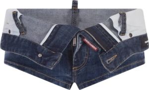 Dsquared2 Blauwe Denim Hot Shorts met Vernietigde Details Blauw Dames