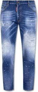 Dsquared2 Blauwe Distressed Denim met Verfspat Effect Blauw Heren
