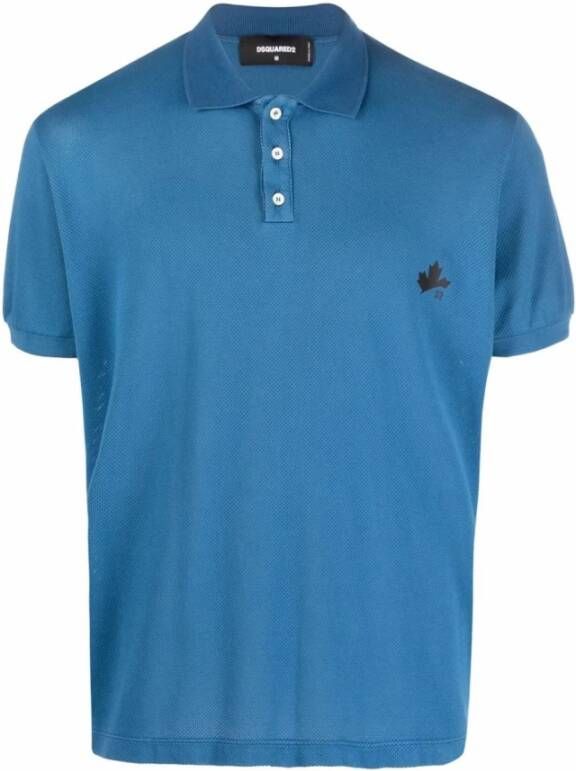 Dsquared2 Blauwe Leaf Tennis Polo Shirt Blauw Heren