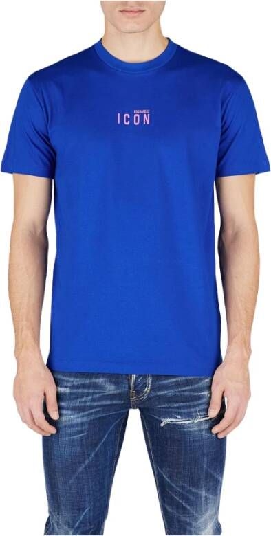 Dsquared2 Blauw Katoenen T-Shirt met Mini Logo Blue Heren