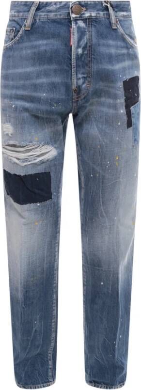 Dsquared2 Blauwe Ripped Denim Jeans Aw23 Collectie Blauw Heren