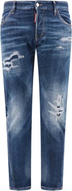 Dsquared2 Blauwe Ripped Slim-Fit Jeans Aw23 Blauw Heren