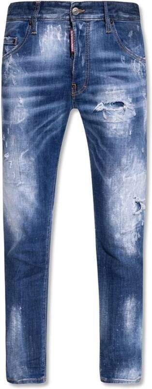 Dsquared2 Blauwe Skater Distressed Jeans met Verfspat Effect Blauw Heren