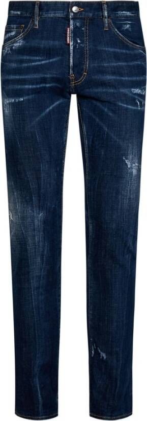 Dsquared2 Blauwe Slim-fit Jeans met Unieke Borduursels Blauw Heren