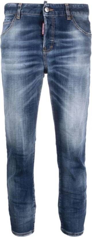Dsquared2 Blauwe Slim-Fit Jeans met Vervaagd Effect Blauw Dames