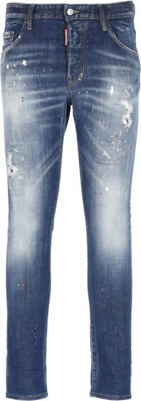 Dsquared2 Blauwe Slim-Fit Katoenen Jeans met Edgy Details Blauw Heren