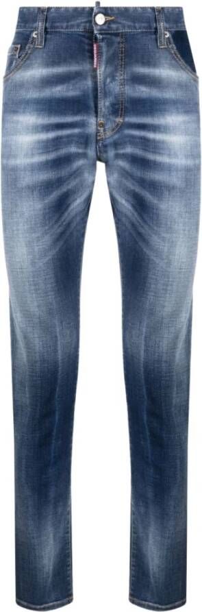 Dsquared2 Slim-fit Blauwe Jeans met Verweerde Details Blauw Heren