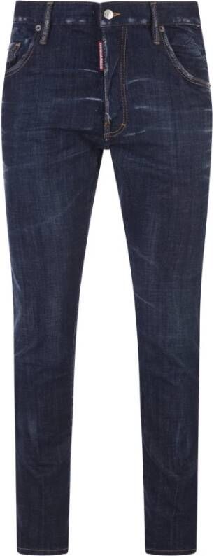 Dsquared2 Blauwe Straight-Leg Jeans met Vernietigde Details Blauw Heren