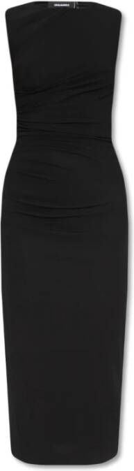 Dsquared2 Zwarte mouwloze gerimpelde maxi jurk Black Dames