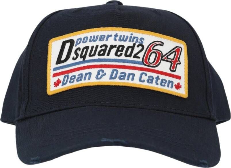 Dsquared2 Geborduurde baseballpet met gesp Blue Unisex