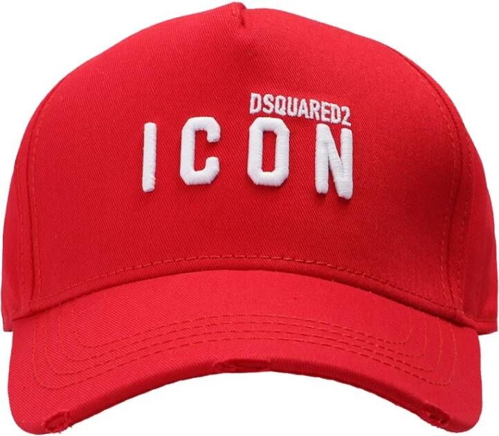 Dsquared2 Branded Baseball Cap Rood Katoen met Wit Logo Rood Heren