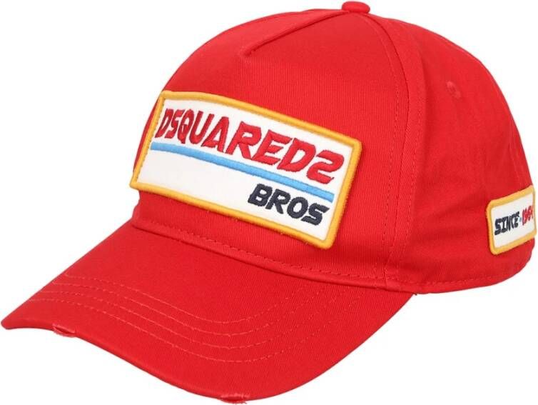 Dsquared2 Bros Logo-patch Baseball Cap Rood Heren