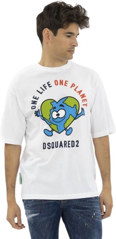 Dsquared2 Buddy Earth T-shirt voor heren White Heren