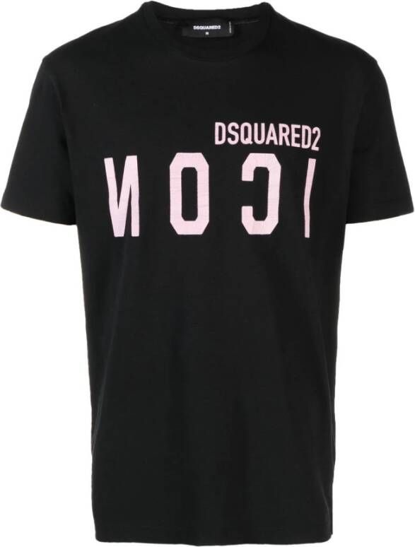 Dsquared2 Spiegel-Logo Zwart T-shirt en Polo Black Heren