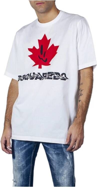 Dsquared2 Canada Flower Korte Mouw T-shirt White Heren