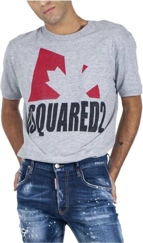 Dsquared2 Canada Logo en Bloem Longsleeve T-Shirt Grijs Heren