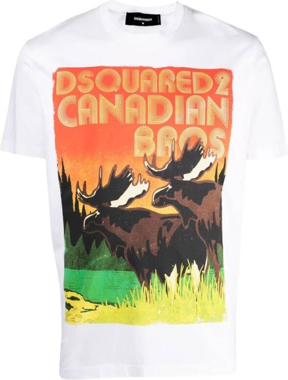 Dsquared2 Canadees Bros T-shirt Wit Heren
