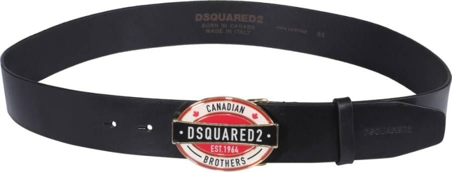 Dsquared2 Canadian Brothers Plaque Riem Zwart Heren