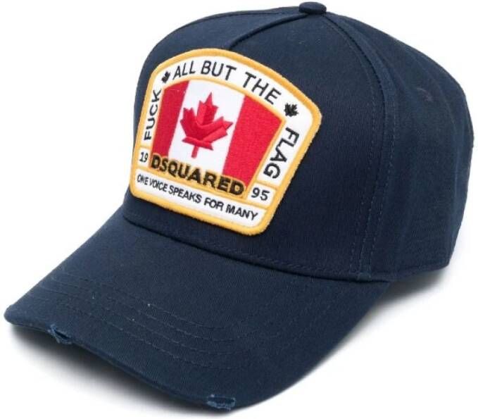 Dsquared2 Canadian Flag Distressed Baseball Cap Blauw Heren