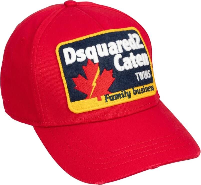 Dsquared2 Contrast Logo Baseball Cap met Gesp Red Unisex