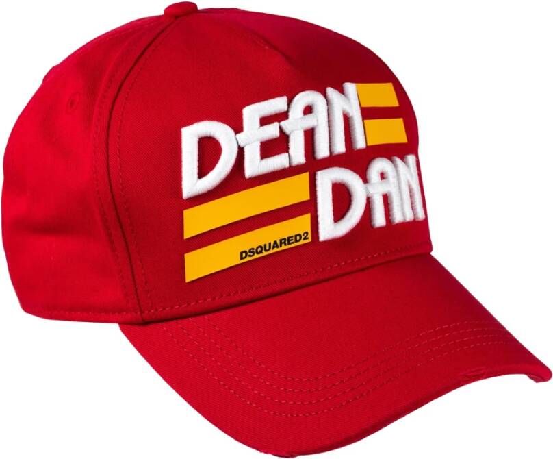 Dsquared2 Baseball Cap met Gesp en Reliëf Logo Red Unisex