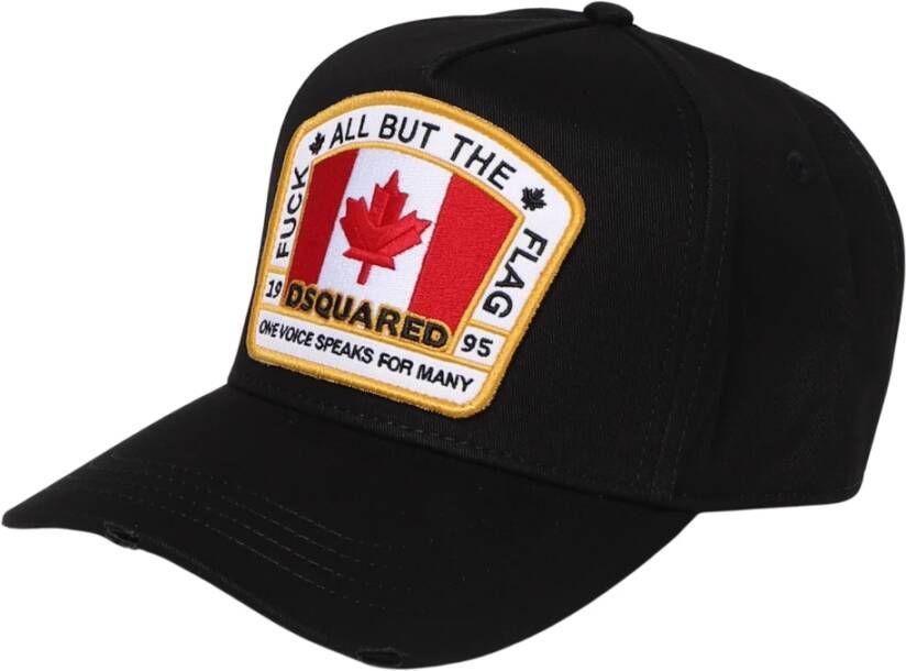 Dsquared2 Geborduurde Logo Cap met Canada Blad Zwart Black Heren