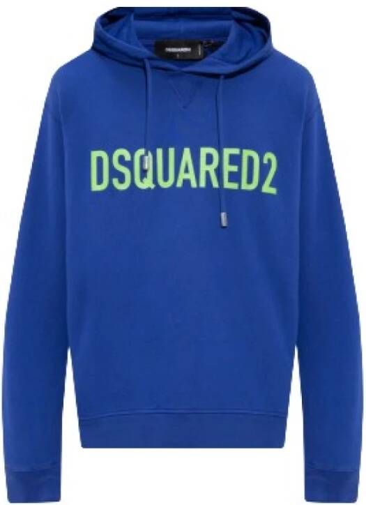Dsquared2 Blauwe Katoenen Logo Print Hoodie Blue Heren